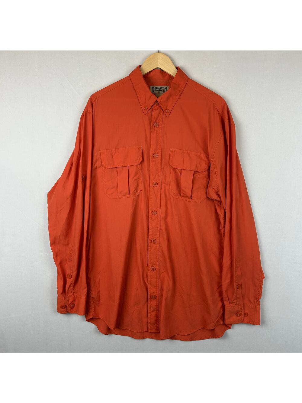 Duluth Trading Co Armachillo Cooling Long Sleeve Shirt Orange Size L Tall LT